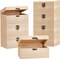 8 Pcs Unfinished Wooden Box for Crafts Unpainted Wood Box with Hinged Lid Front Clasps Plain Jewelry Photo 6.7 x 5.1 x 3.2 In for DIY Make Your Own Gift Keepsake Storage
